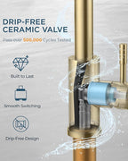 Kitchen Faucet with Pull Down Sprayer, Gold High Arc Stainless Steel Classic Sink Faucet, Single Handle with Deck Plate for 1 or 3 Hole Sinks for RV Bar Laundry Farmhouse