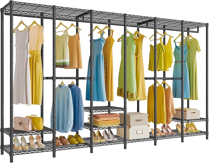 VIPEK V60 Extra Large Portable Closet Rack Heavy Duty Clothing Rack for Hanging Clothes Freestanding Wardrobe, Metal Closet for Bedroom Storage and Organizer, Load 1620lbs, Black
