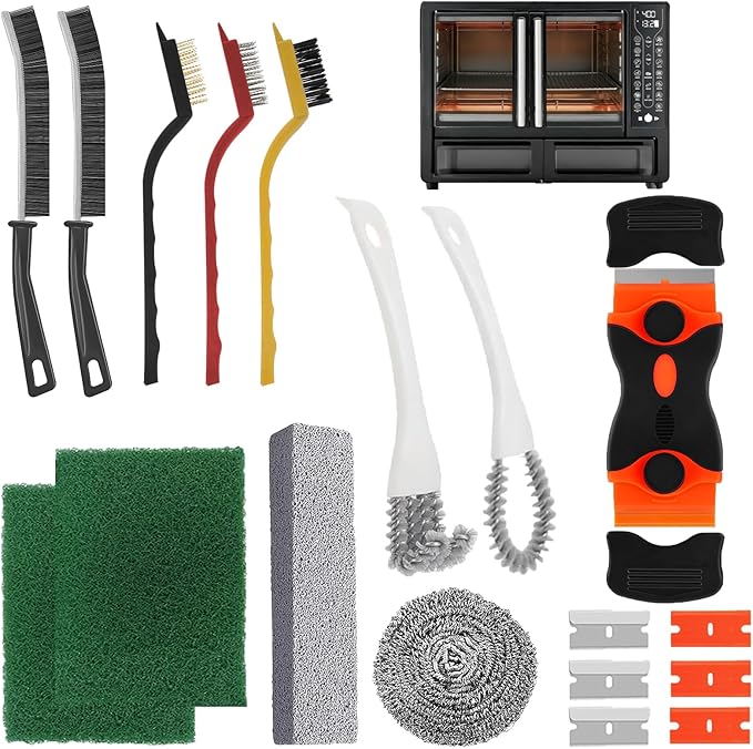 Heavy Duty Oven Cleaner Brush Set, Oven Cleaning Accessories Tools, for Deep Cleaning Stoves, Grills, Ovens & Kitchen Surfaces - Removes Tough Grease & Carbon Buildup