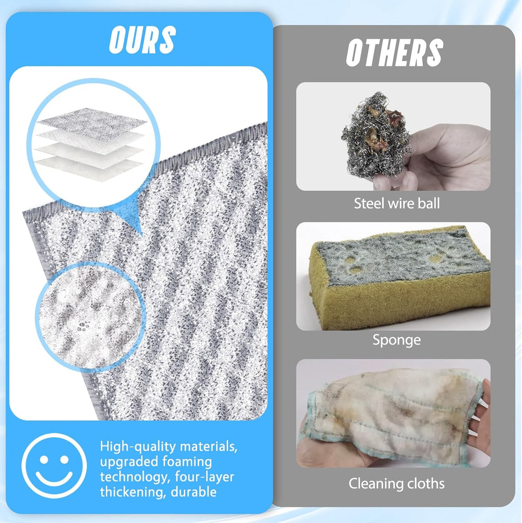 8 PCS Four-Layer Non-Scratch Multipurpose Steel Wire Dishcloths - Reusable Quick-Dry Odor-Free Scrub Cloths for Dishes, Kitchen Cleaning Cloths for Cookware, Sinks, Stove Tops(7.87X7.87)