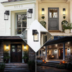 Outdoor Wall Light Fixtures, Waterproof Matte Black Exterior Wall Lantern Sconce Porch Lights, Outside Lighting with Clear Ribbed Glass for House, Garage, Front Door, 2-Pack