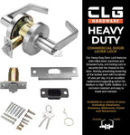 CLG HARDWARE Commercial Lever Door Lock - Heavy-Duty Locking Door Handle, Designer Door Handles, Cylindrical Lever Lock, Non-Handed Grade 2 Industrial Door Handle, 26D Satin Chrome, Classroom Function