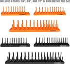OEMTOOLS 22418 Magnetic Socket Organizer Set, 6-Piece Holder Set Includes 1/4", 3/8", 1/2" Drive Metric SAE Socket Trays, Tool Box Organizer, Christmas Gift for Men(Sockets not Included)