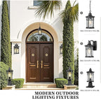 Outdoor Post Light Hardwired Waterproof Aluminum Pole Light Fixture with Water Ripple Glass Exterior Lamp Post Lantern for Garden Yard Patio Pathway 14.6 Inch E26 Socket