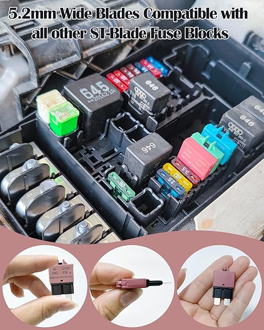 Resettable Standard Blade Fuse 3A ATC Automotive Fuse ATO Manual Reset Fuses Manual-Reset Blade Circuit Breaker for Boat Truck SUV Car Motorcycle 32VDC Fuses Assortment Kit