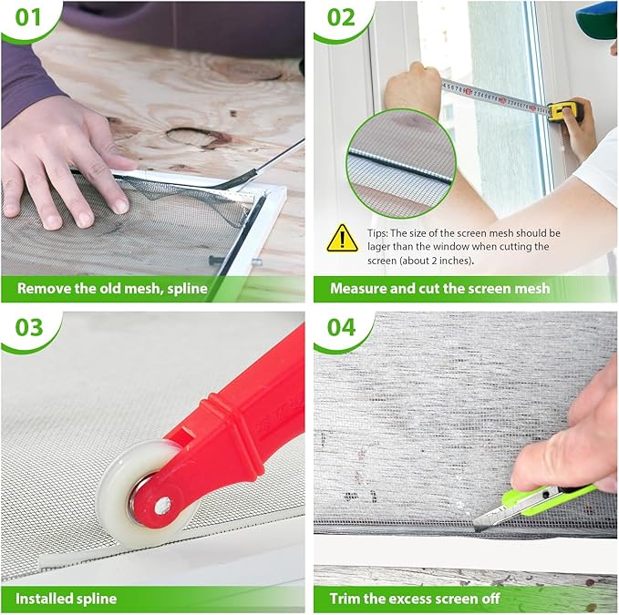 Replacement Window Screens, 48X118 Inch Durable Window Screen Mesh for Patio Porch Door Windows, DIY Adjustable Fiberglass Screen Repair Kit Sliding Net Roll Pet, Grey by Ouskr