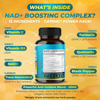 VEGATOT NAD+ Boosting Complex - NAD Supplements for Women & Men 15-in-1 Formula with Resveratrol Turmeric Quercetin Rosemary Bilberry Sage Green Tea
