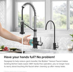 KRAUS Bolden Touchless Sensor Commercial Style 2-Function Single Handle Pull Down Kitchen Faucet in Spot-Free Stainless Steel/Matte Black, KSF-1610SFSMB