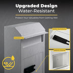 Volcora Key Drop Box with Lock, Drop Slot Depository Safe Box Digital Keypad, Outdoor Waterproof Money Drop Safe for Business, Cash Drop Box, Wall Mount Mailbox, Electronic Programmable Lock, White