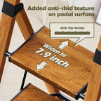 Taranta 4 Step Ladder, Portable Folding Ladder with Wide Pedal, Lightweight Aluminum Step Stool with Convenient Handgrip, 330 lbs Capacity Stepladder for Home, Office - Woodgrain