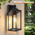 BesLowe 14” Upgraded Motion Sensor Outdoor Wall Lights, Dusk to Dawn Porch Lights Outdoor Wall Sconces, 3 Lighting Modes Exterior Lighting Fixtures with Hooks, Bronze Outside Lights for House, 2-Pack