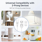 [UL Listed] Cable Matters 2-Pack 16 AWG 2 Prong Long Extension Cord 15 ft, 13A 3-Outlet Extension Cords with Tamper Guard, 13 Amp, 1625 Watts, White