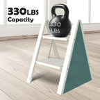 Taranta 2 Step Ladder,Aluminum Lightweight Folding 2 Step Stool with Anti-Slip Wide Pedal, 330lbs Capacity Step Ladder for Household,Kitchen,Office - White