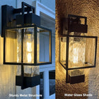 PARTPHONER Modern Outdoor Light Fixtures Dusk to Dawn Outdoor Lighting 2 Pack, 15" Exterior Wall Sconce Waterproof Porch Light, Outside Lamp for House with Water Glass for Garage Doorway