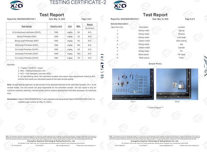 Keyed Padlocks, Laminated Steel Padlock, Keyed Alike Locks with Same Keys, PE Plastic Hoop, The Lead Content of This Pad Lock complies with CA65,100 Pack