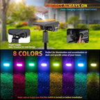Solar Outdoor Lights,40 LEDs Color Changing RGB Solar Landscape Path Lights,USB & Solar Powered Multicoloured Spotlights,14 Colors Auto Cycling Spotlights for Yard,Garden,2 Pack