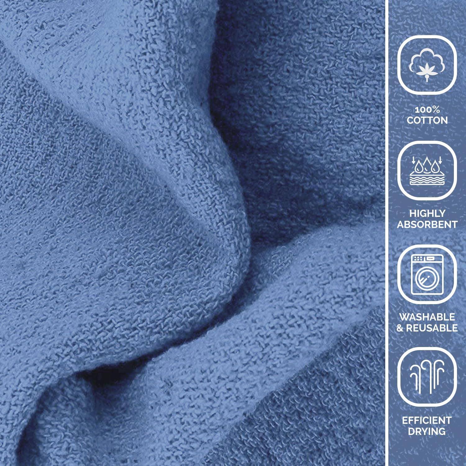 REED & PICK Cotton Shop Towels Blue – (Pack of 150) Size 14x14 Inches Cleaning Rags – Absorbent Shop Rags and Multipurpose Cleaning Towels for Automobiles, Industries, Garage and Homes