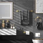 Bathroom Hardware Set Brushed Gold, 10pcs Towel Bar Set Including 2pcs16 inch Towel Bars, Toilet Paper Holders, Towel Rings and 4pcs Robe Towel Hooks
