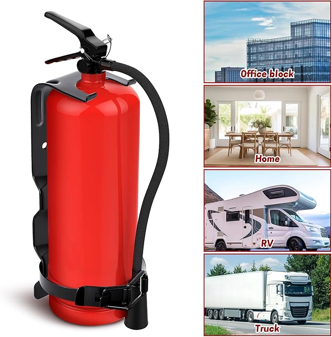 2 Pack Fire Extinguisher Brackets- 2.5 LB Fire Extinguisher Wall Mount Bracket- Metal Heavy Duty Fire Extinguishers Holder for Home, Car, RV, Truck, Mini Fire Extinguishers (Non-Universal)