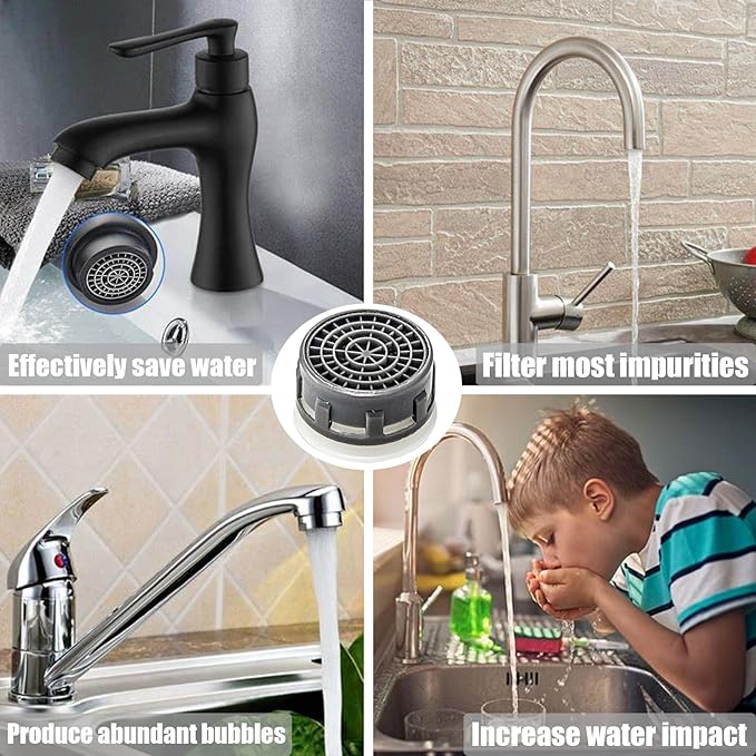 Faucet Aerator 2.2GPM Restrictor Plug-in Faucet Aerator Bathroom or Kitchen Replacement (20 pieces in white)