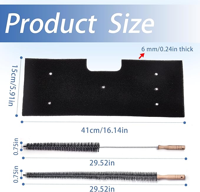 6 Pcs WH01X35719 Lint Filter replacement with Dryer Vent Brush, for GE Profile Washer Dryer Combo, GE Washer Dryer Foam Filter, Washable and Reusable, for Models: PFQ97HSPVDS