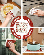 6 Pack Christmas Swedish Dishcloths for Kitchen - Reusable Dish Cloths for Washing Dishes Absorbent Cute Holiday Kitchen Towels Cleaning Sponge, Red Xmas Theme