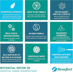 Benefect Botanical Decon 30 Disinfectant Cleaner, 5 Gallon, Light Lemon & Thyme Scent, Hospital Grade Disinfectant, Kills Over 99.99% of Germs, Safe for Food-Contact Surfaces