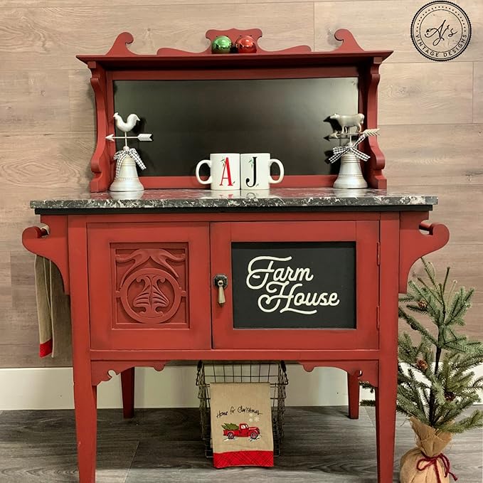 Dixie Belle Paint Company Chalk Finish Furniture Paint - Rustic Red (4oz) - Matte Brick Red Chic Chalk Mineral DIY Furniture Paint