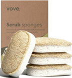 Vove Scrub Sponges 4 Pack, Cellulose & Cotton with Natural Loofah, Eco-Friendly Loofah Dish & Kitchen Sponges, Bathroom Scrubbing Pads, FSC-Certified Packaging
