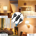 Black Extension Cord with Switch On/Off, 2 Prong Grounded Plug, 6FT Indoor Power Cord, Insulated & Flame Retardant 120V 150W, UL Listed