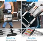 Telescoping Ladders 16.5 FT Stainless Steel Extension Ladders - Multi-Button Retraction Collapsible Ladder for Home,RV,Loft, Lasts 375 LBS with Balance Bar,2 Triangle Stabilizers and Wheels