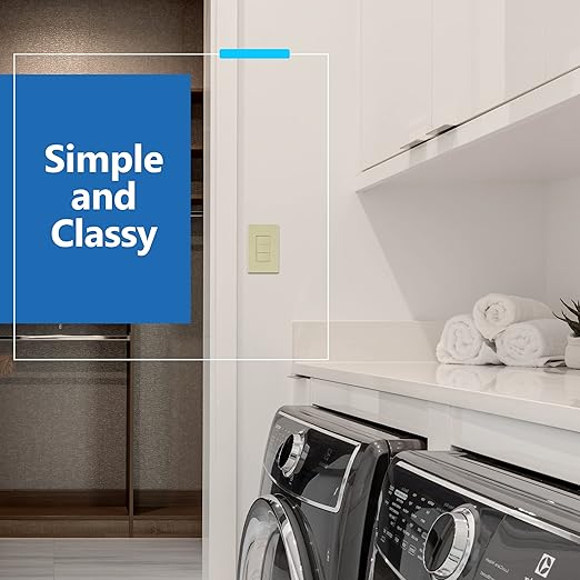 LIDER Minimalist Design Matte Finish Lighted Triple Switch with Screwless Wall Plate, Combination Frameless Decorator Switch with Locator Light, Ground Terminal Single Pole, 15A 120V, UL Listed, Ivory