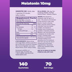 Natrol Melatonin Gummies, Sleep Support for Adults, 10 mg Melatonin Supplement for Sleeping, 140 Strawberry-Flavored Gummies, Up to a 70 Day Supply