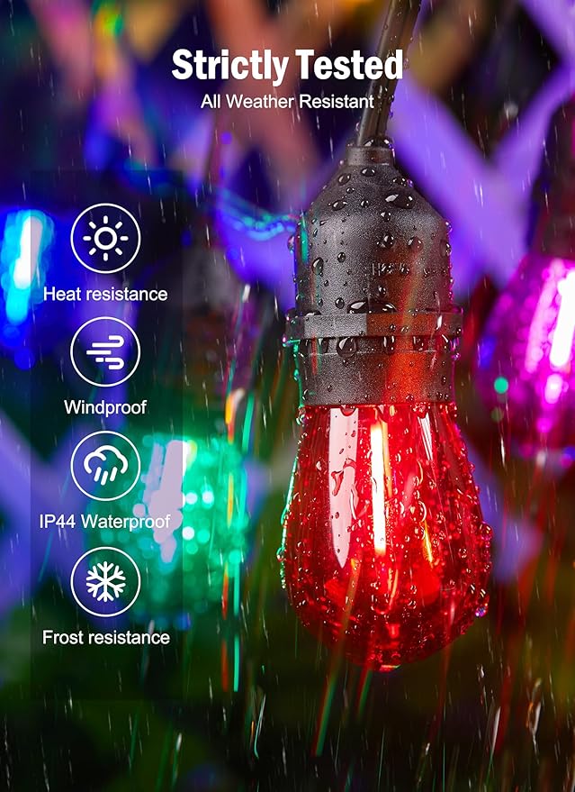 Minetom 20 Pack Multicolor S14 LED Christmas Replacement Light Bulbs, UL Listed, 1 Watt E26 Medium Base Plastic Shatterproof LED Edison Bulbs, Easily Screw in Strings Spools Strands