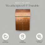 NACH Milano Pointed Rustic Metal Mailbox, Powder Coated Finish Black Mailbox, Maximum Rust Protection, Wall Mount Mailboxes for Outside, 9.5 x 4 x 15, Hardware Included, MB-44906