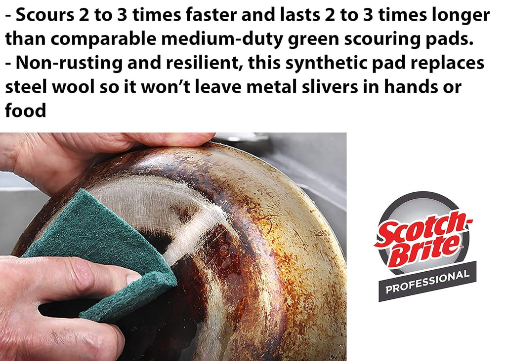 Scotch-Brite General Purpose Scouring Pads 105, Green, 4.5" x 6" Cleaning Scrub Pads (Pack of 40)