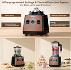 Blender for Smoothies,PRASKY 1000W Blenders for Kitchen,25,000 RPM Powerful Blender 68oz BPA-Free Juicer and Grinder with To-Go Gym Bottle,Countertop Blenders for Ice Crushing,Shakes,Fruits (Brown)