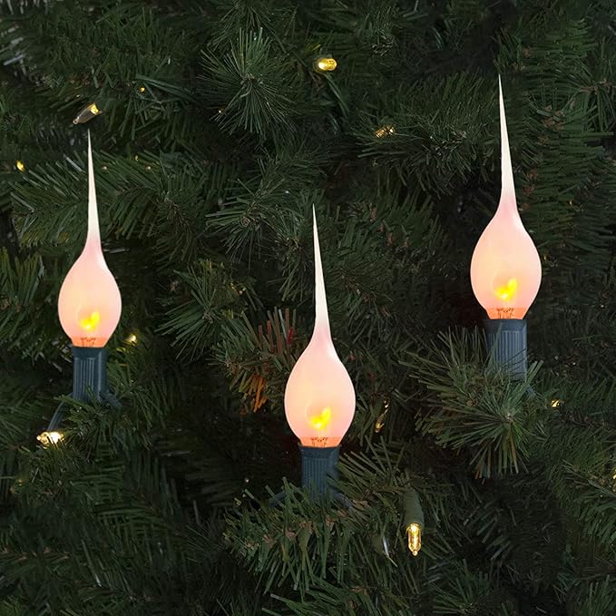 Silicone Dipped Candle Light Bulbs Flicker Flame Replacement Bulbs 1 Watt Country Style Silicone Light Bulbs for Window Candle Lamps Chandeliers, C7/E12 Candelabra Base (12 Pack)