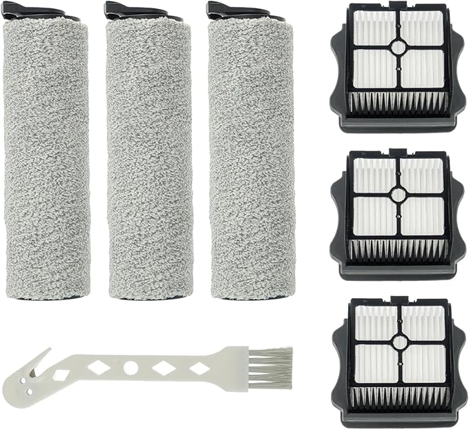 HEPA Filter and Roller Brush Replacement for Tineco iFloor 3 and Floor One S3 Cordless Wet Dry Vacuum Cleaner, 3 Brush Rollers and 3 HEPA Filters