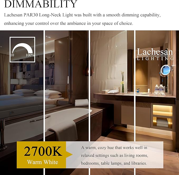 Par30 39W Long Neck Halogen Flood Light Bulbs 6pcs, 120V 2700K Warm White Dimmable High Brightness, E26 Base, Great for Accent Lighting, Tracking Light, Recessed Light Bulb