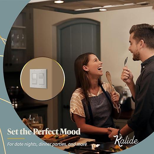 TOPGREENER Kalide Dimmer Paddle Light Switch, LED Slide Dimmer Switch, Full Range Dimming, Single Pole/3-Way, Dimmable 300W LED/CFL Lights, Neutral Wire Not Required, Wall Plate Included, White,1 Pack