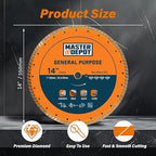 14 Inch Diamond Cutting Blade, Turbo Rim for Angle Grinder Circular Saw Cutter Wheel Dry Wet for Masonry/Concrete/Brick/Stone, 1"-20mm Arbor