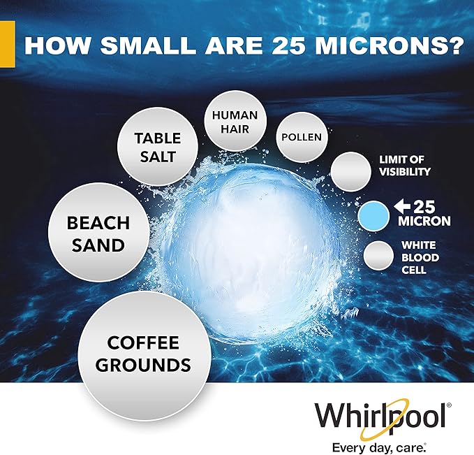 Whirlpool 10" x 4.5" Whole House Large Capacity Sediment Filter WHKF-GD25BB, NSF Certified 25 Micron Filtration, 6-Month Life, Replacement Cartridge Fits Most Home Standard Filter Housings