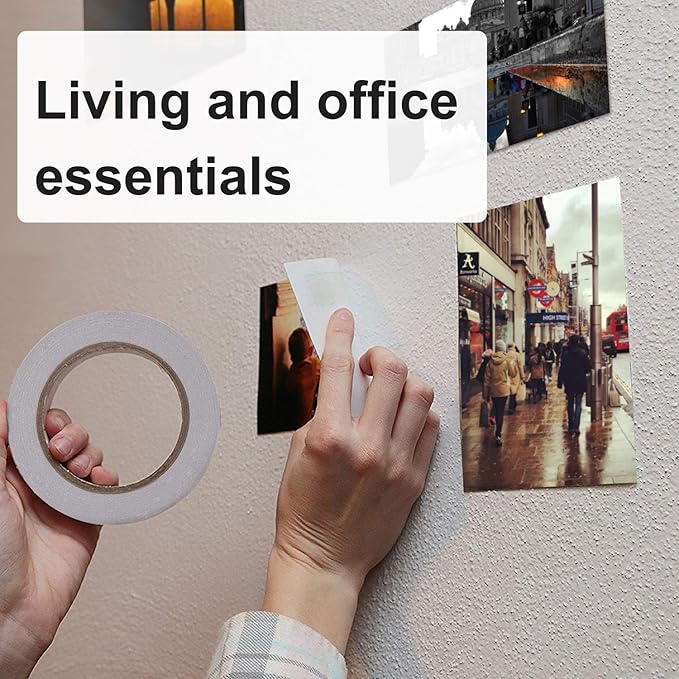 2 Rolls Double Sided Office Tape Clear Double-Sided Adhesive Tape Removable for DIY Arts, Crafts, Scrapbook, Photos Display ect, 1/2-Inch x 30 Yards (12.7mm x 27.5m)