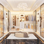 96'' Closet Organizer System with 3 Hanging Rods (Without 3 Storage Shelves), 8FT Closet Systems, Wall Mount Bedroom Wardrobe with 3 Wood Drawers, Adjustable Garment Rack from 5 to 8FT, White