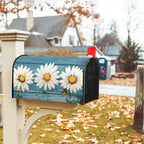 Spring Daisy Mailbox Covers Rustic Blue Old Wood Board Mailbox Covers Magnetic Standard Size 25.5x21 Inch Vintage Floral Waterproof Mail Box Wraps Post Letter Box Covers Garden Yard Outdoor Decor