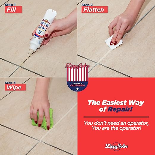 Tile Grout, Repair Kit, 2 Pack Grout Filler, Restore & Renew Tile Joints Line, Fast Drying Tile Grout Paint Squeeze Tube for Bathroom Shower Kitchen Floor, Waterproof (17.6 oz, Beige)