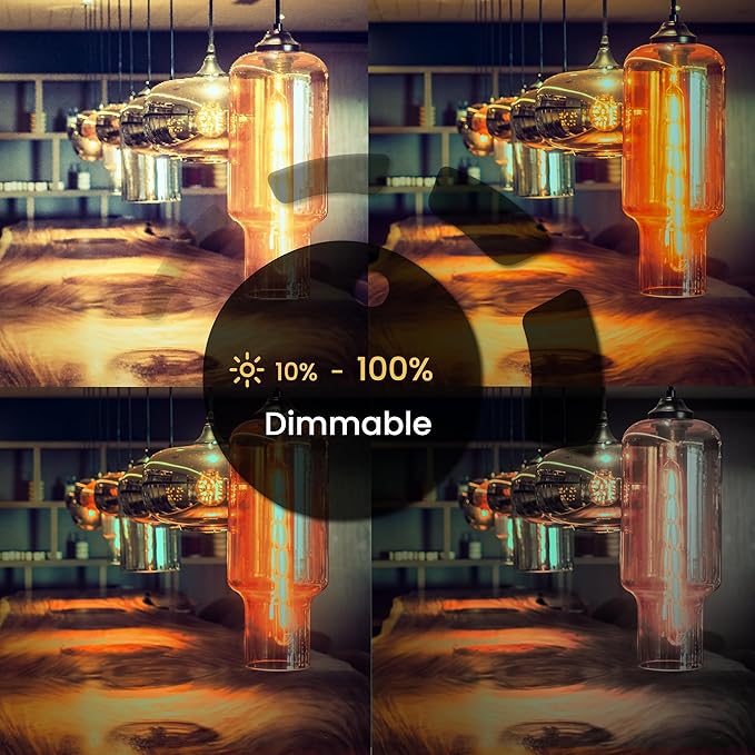 6 Pack T10 Tube Light Bulb,LED Edison Bulbs Warm White 2700K,E26 Base,4W Vintage Bulb 40 Watt Equivalent,Dimmable for Desk Lamp,Curio Cabinet,Chandeliers,Pendant Light