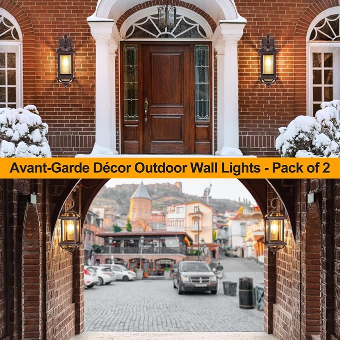 18” Large Outdoor Light Fixtures Oil Rubbed Bronze 2 Pack, Exterior Lights House Porch Lights Outside Sconces Anti-Rust Aluminum Patio Wall Lanterns Brown Wall Mount Lamps, IP65 Waterproof