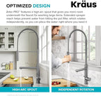 KRAUS Artec Pro Commercial Style Pull-Down Single Handle Kitchen Faucet with Pot Filler in Spot Free Antique Champagne Bronze/Matte Black, KPF-1604SFACBMB